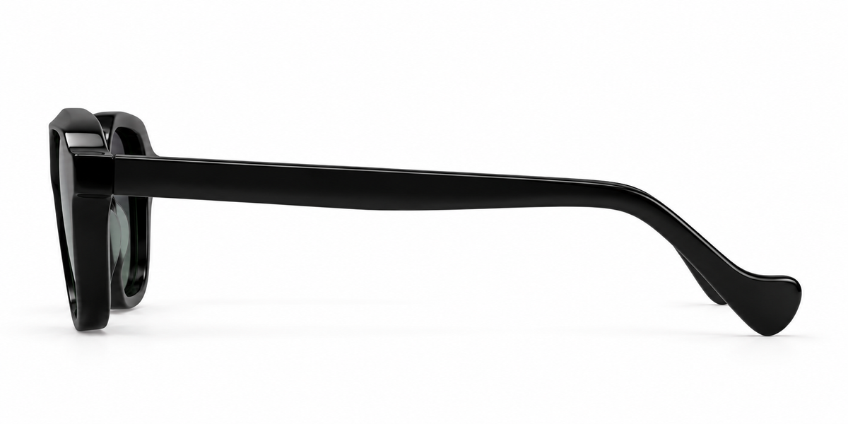 SET 02 — Monday sunglasses in Black with gradient green lenses, side view